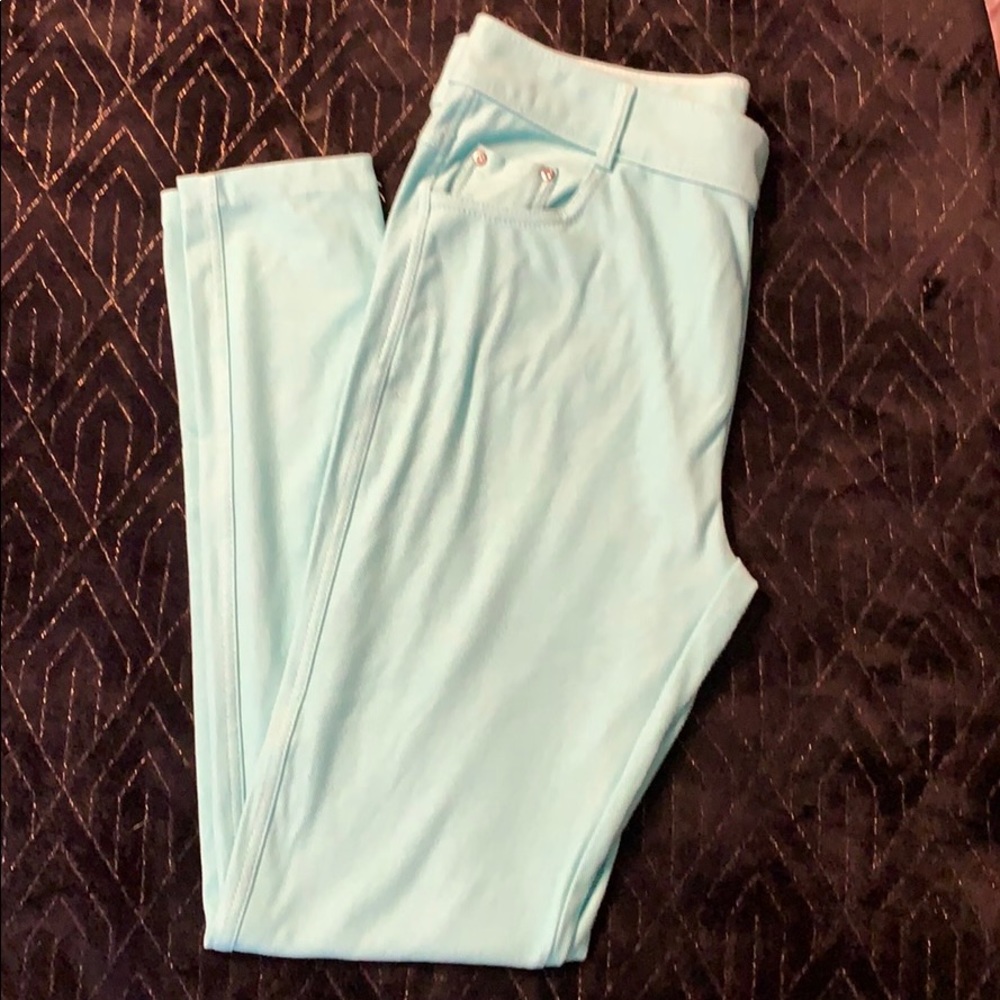 Teal jeggings with REAL pockets